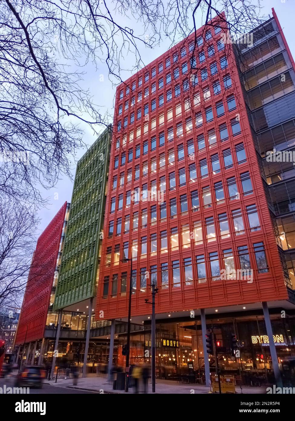 The colourful exterior of Central St Giles in central London, UK Stock Photo