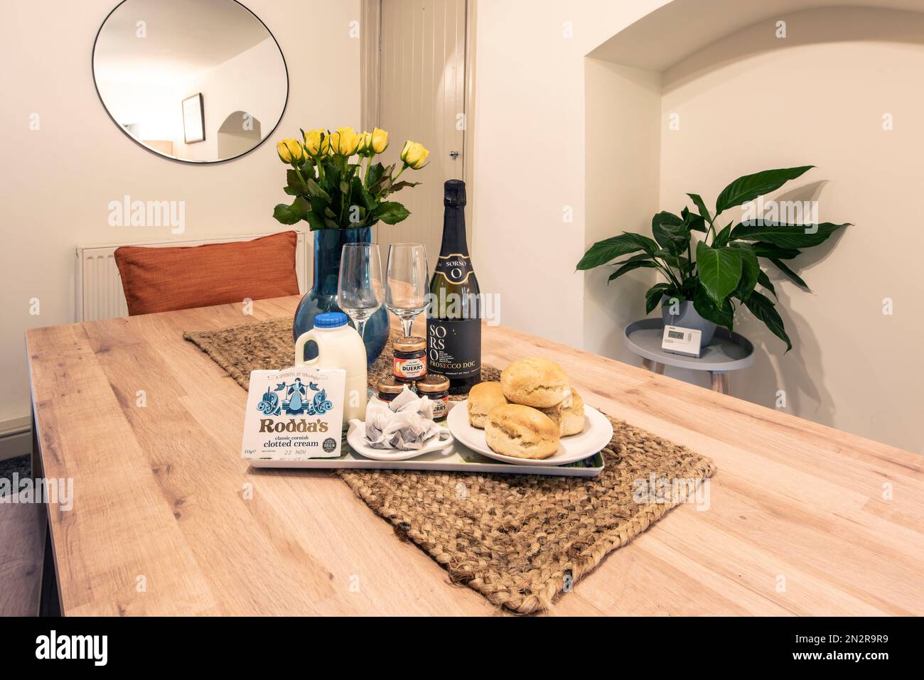 The pack gift on the dining table of an airbnb property