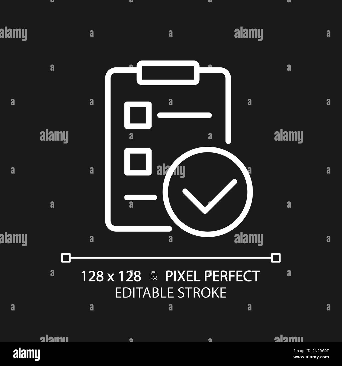 Checklist with checkmarks pixel perfect white linear icon for dark theme Stock Vector