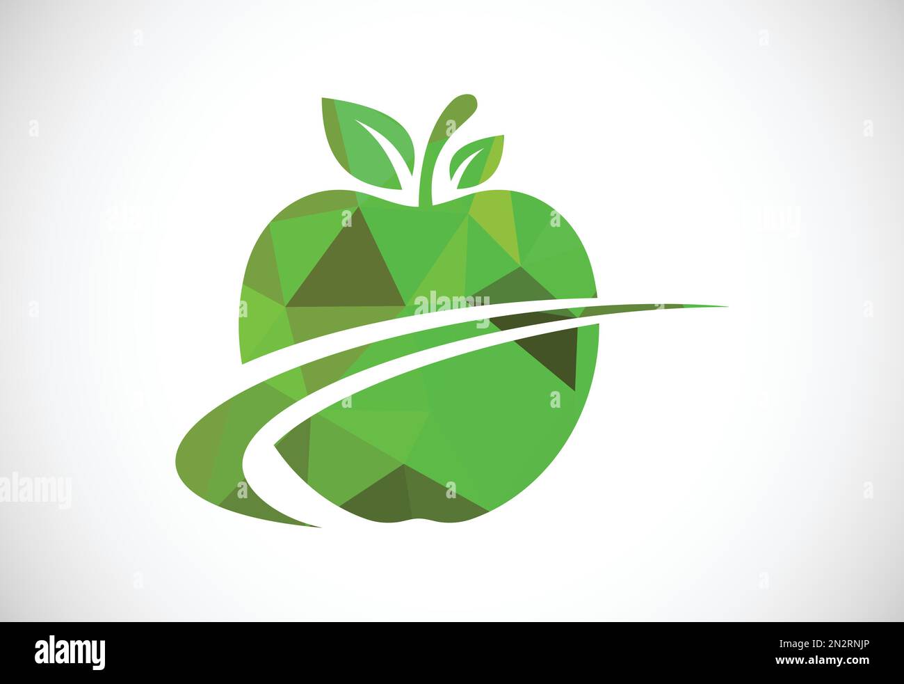 Low poly style abstract apple logo sign symbol in flat style on white background Stock Vector