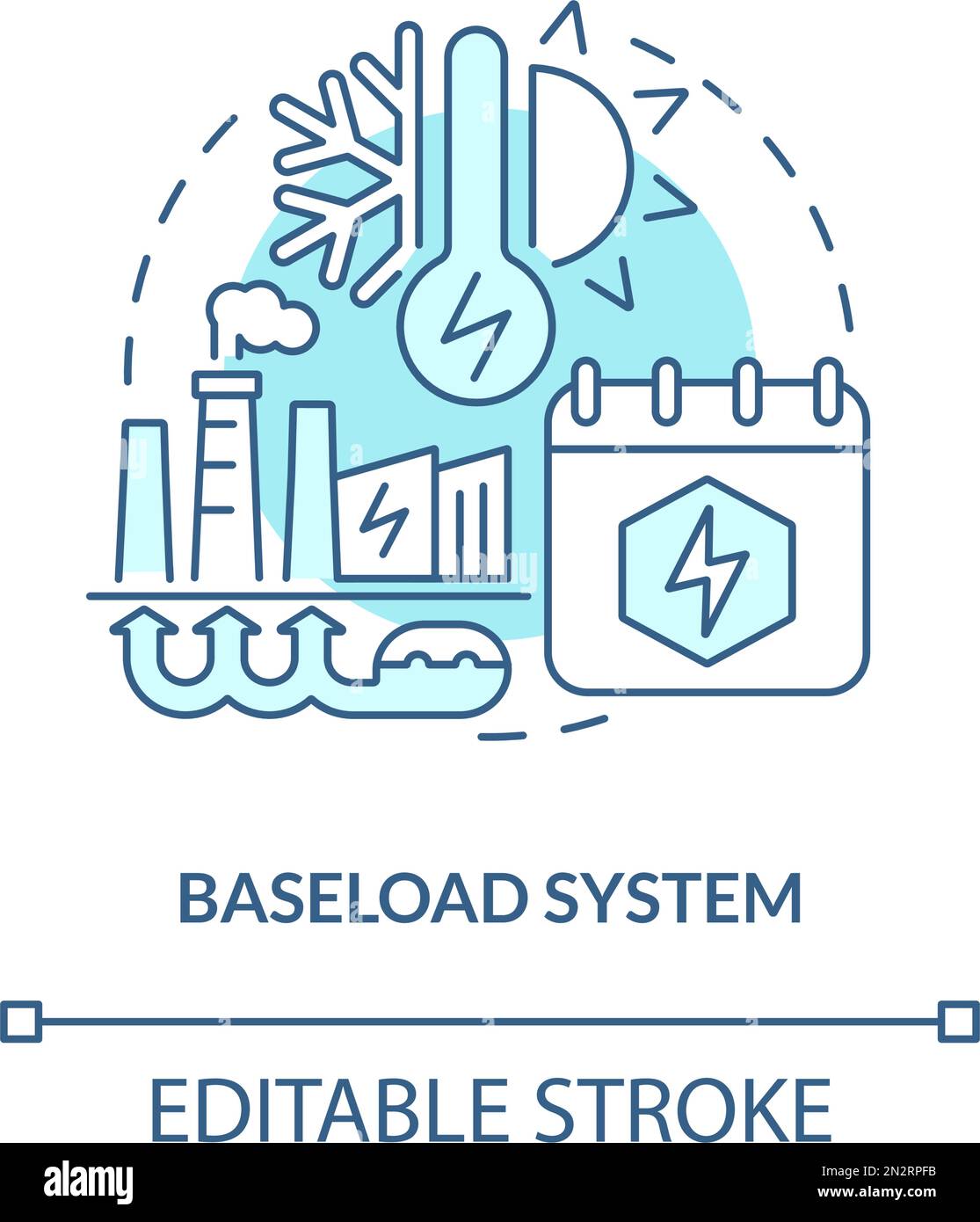 Baseload system blue concept icon Stock Vector