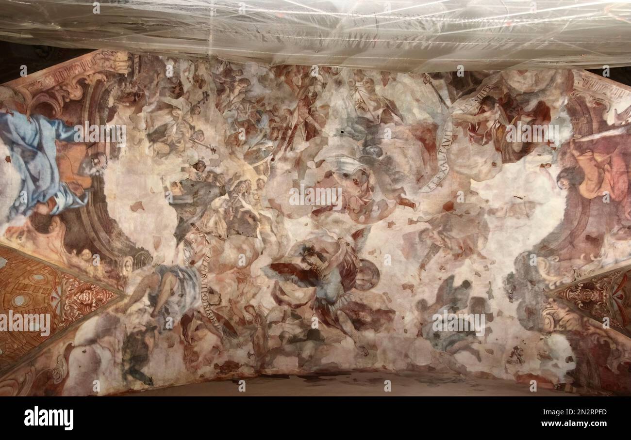 Restoration of the ceiling painting by Antonio Palomino in the Saint Johns church Valencia Spain Stock Photo