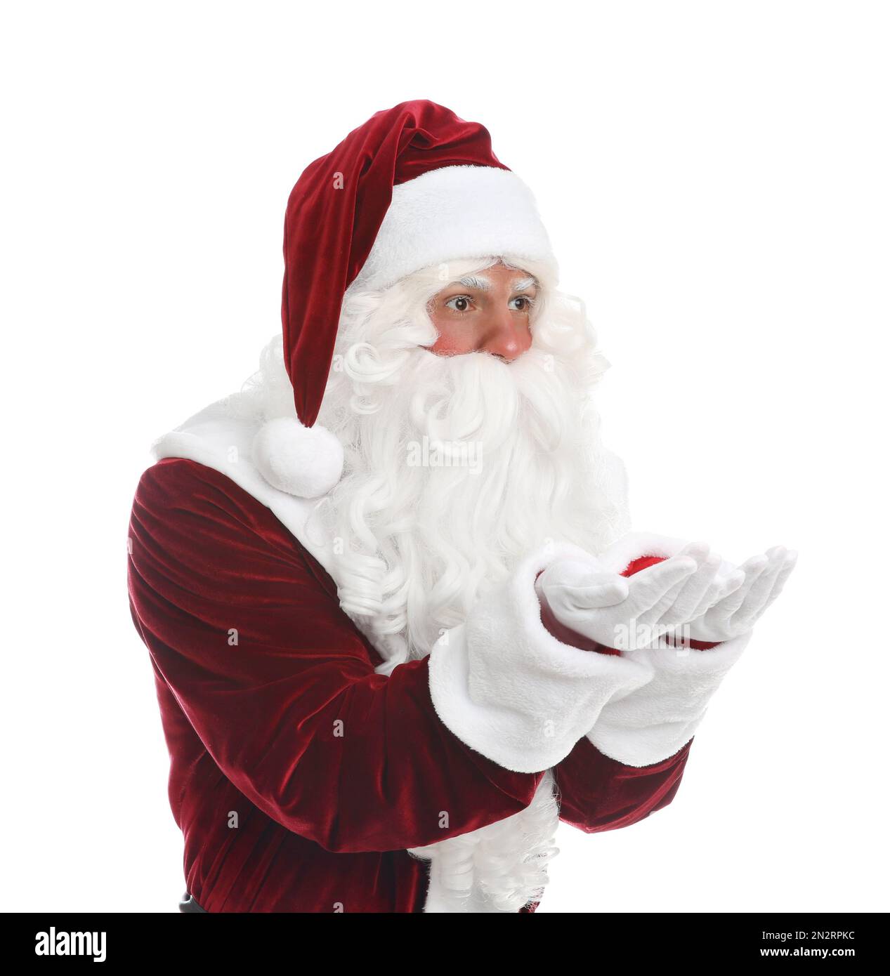 Portrait of Santa Claus on white background Stock Photo - Alamy