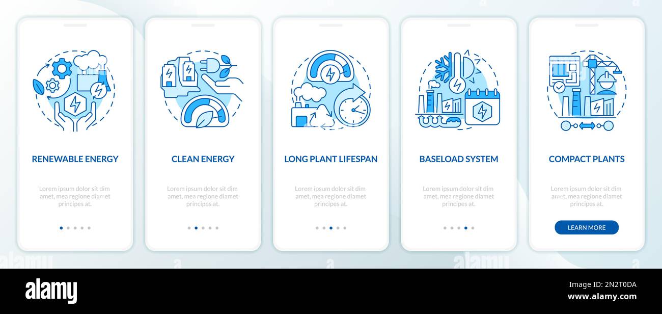 Using geothermal energy advantages blue onboarding mobile app screen Stock Vector