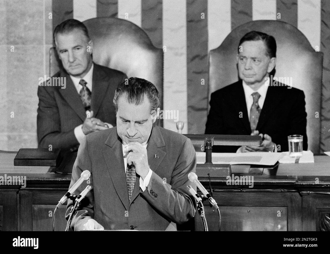 President Richard Nixon addresses a joint session of Congress on his