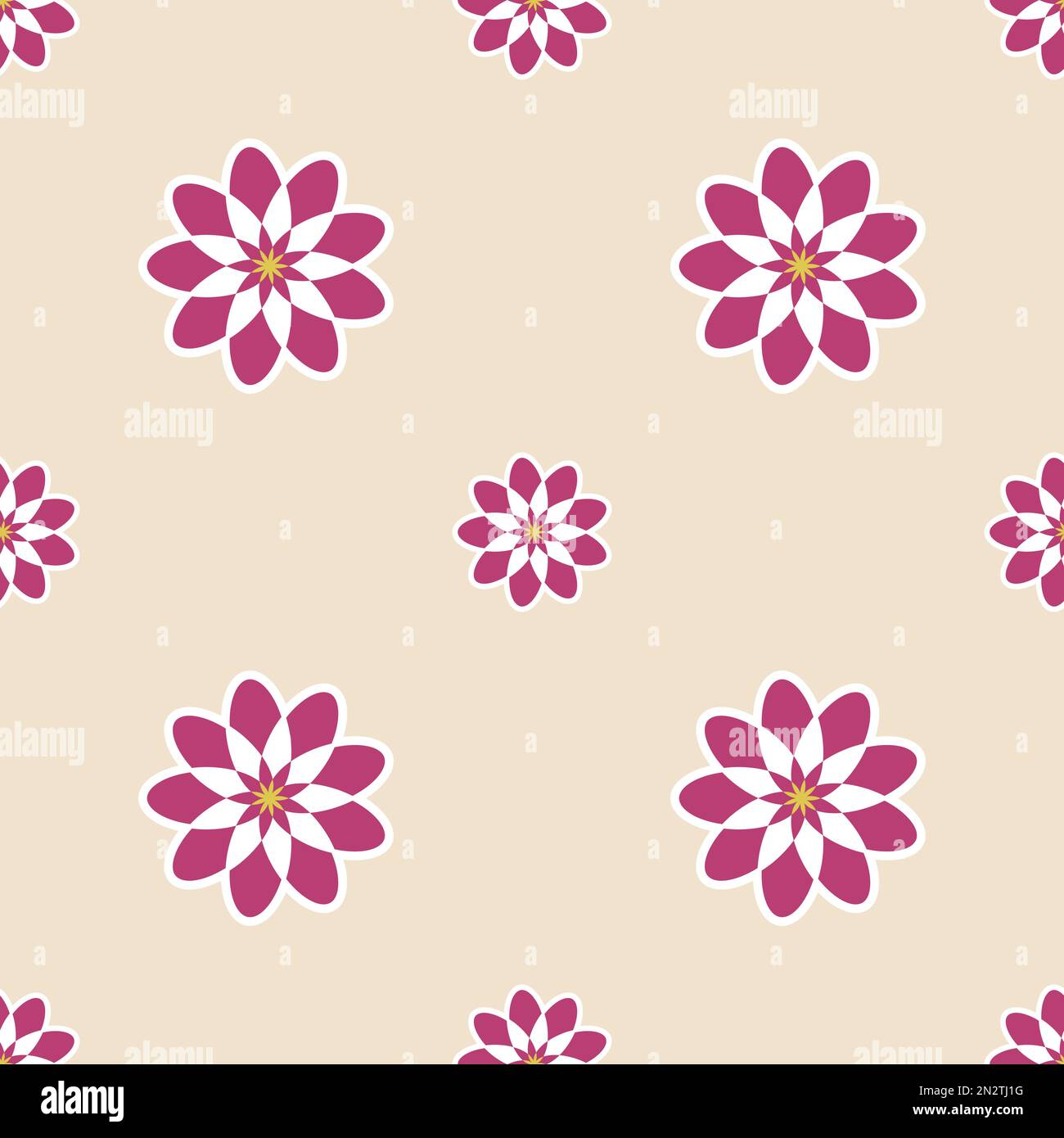 Seamless flower pattern vector floral shape doodle plant abstract ...