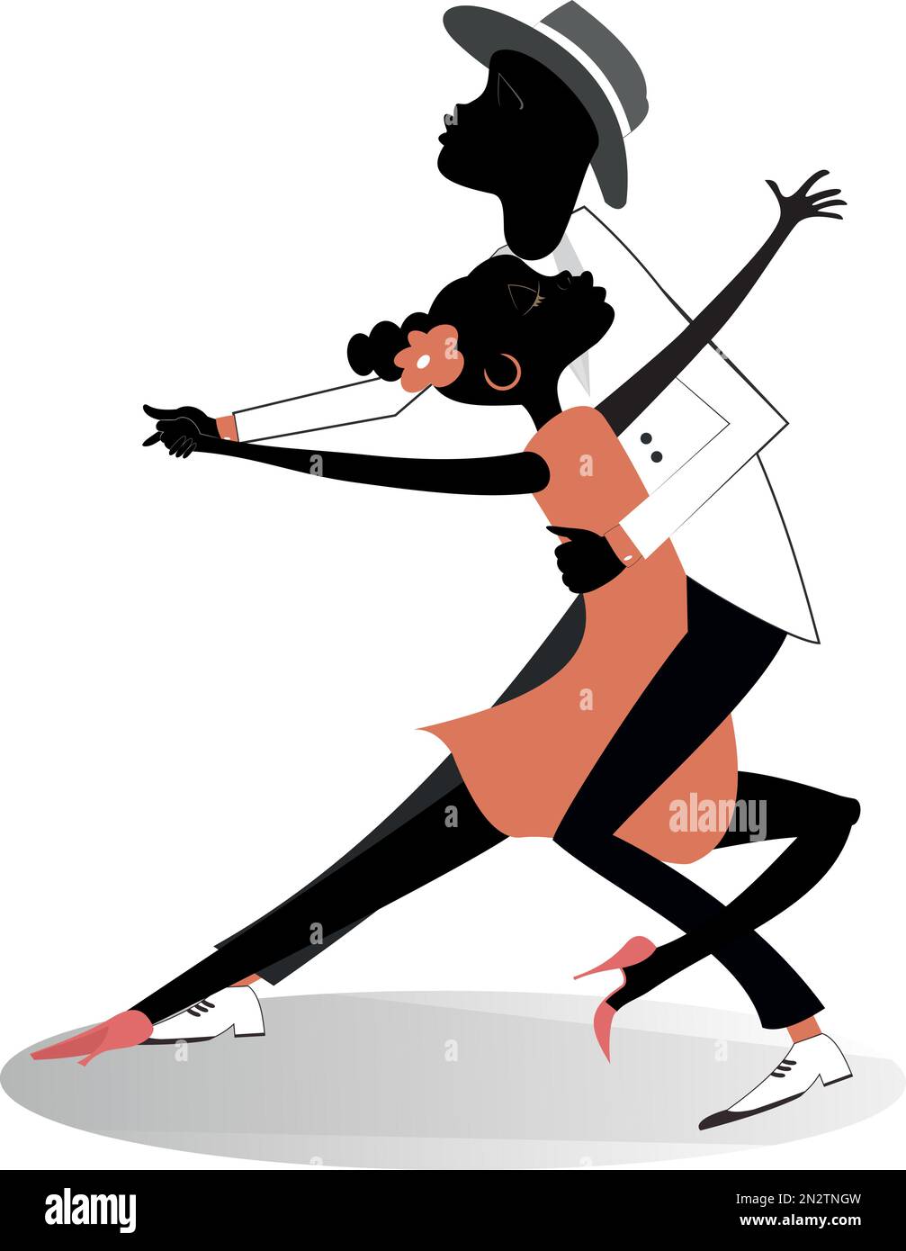 Romantic dancing young African couple illustration. Funny dancing young ...