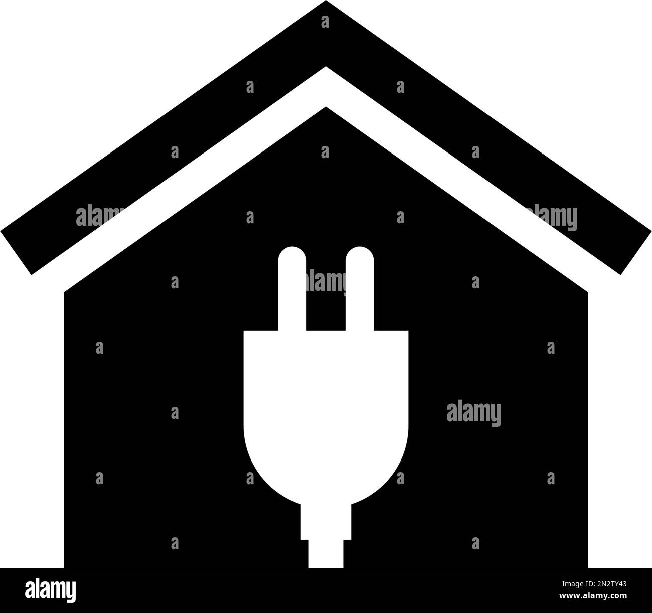Residential charging station. Home and outlet silhouette icon. Editable vector. Stock Vector
