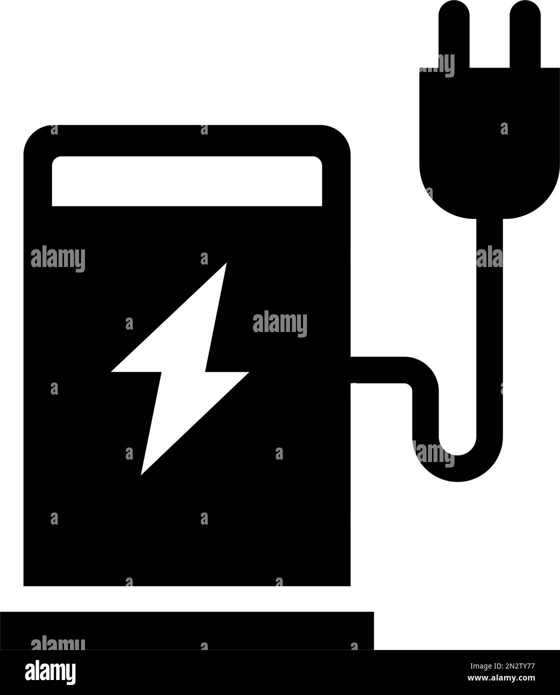 Electric car electric stand silhouette icon. Editable vector. Stock Vector