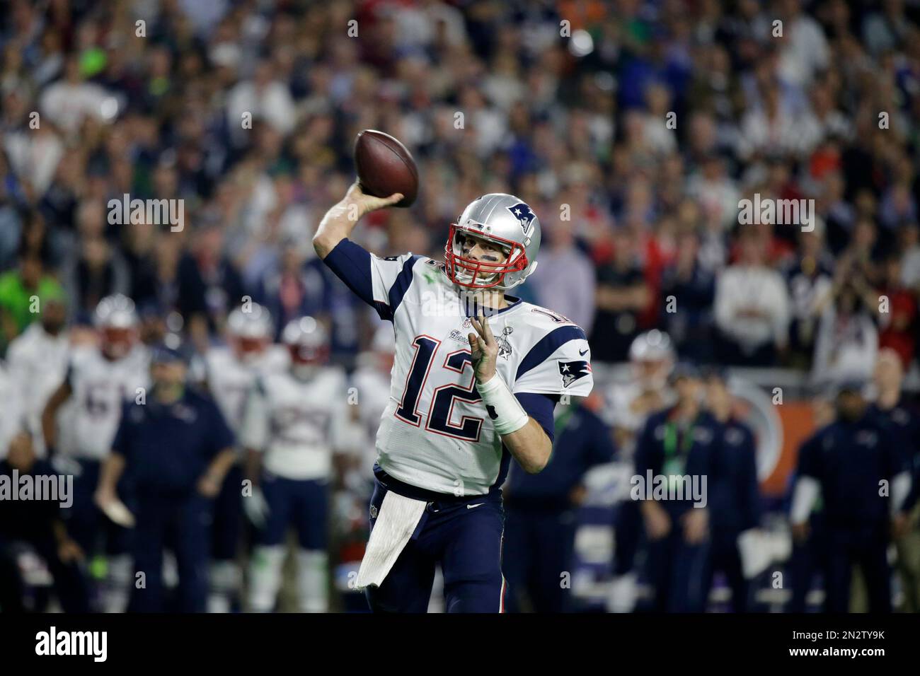 New England Patriots quarterback Tom Brady passes during the first half