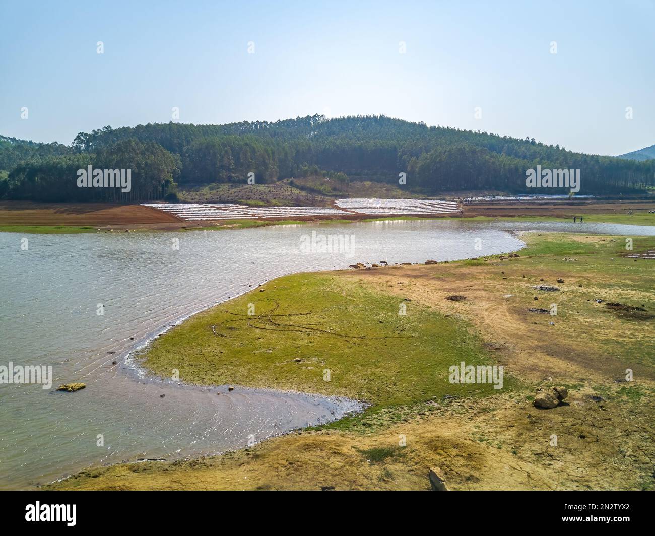 Camping barbecue site by the river of the outdoor reservoir Stock Photo ...