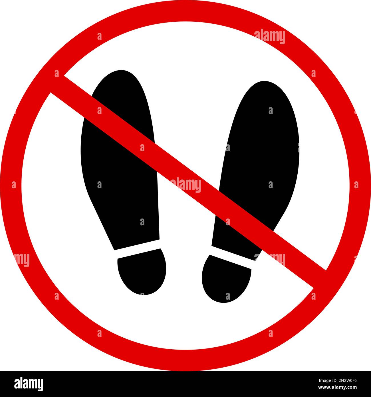 No shoes allowed sign. Strictly no shoes on the floor. Editable vector. Stock Vector