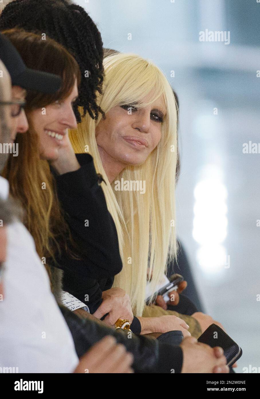 Italian designer Donatella Versace attends the launch of her