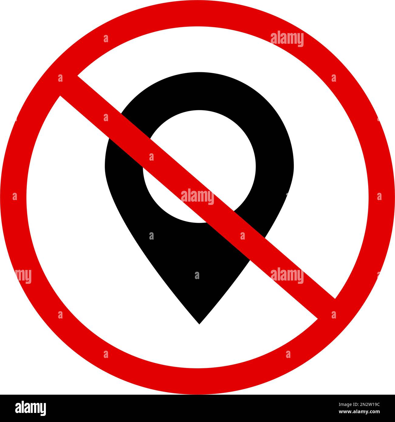 Map pin and prohibited icon. Travel ban. Editable vector Stock Vector