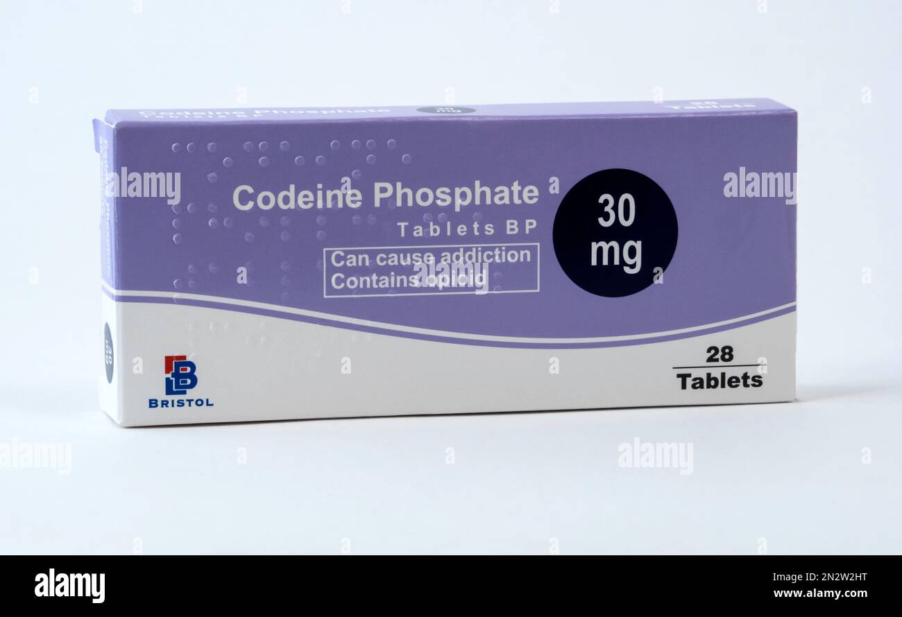 Codeine phosphate:  an opioid pain reliever. Stock Photo