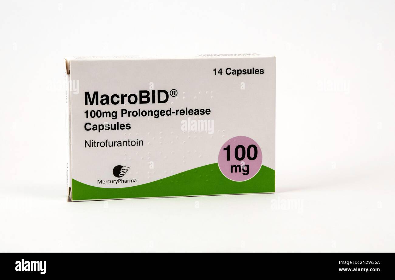 Macrobid. capsules (Nitrofurantoin - an antibacterial medication used to treat urinary tract infections) Stock Photo