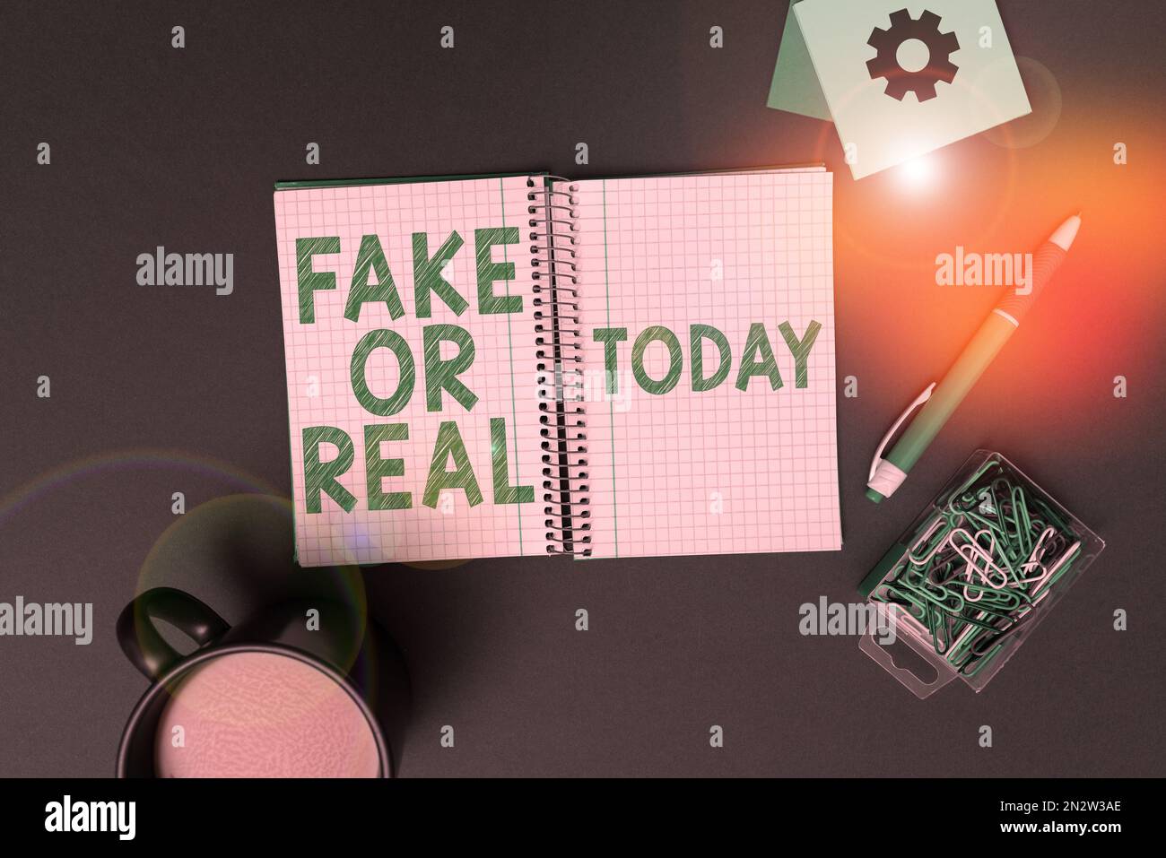 Conceptual caption Fake Or Real, Business showcase difference between facts and deliberate