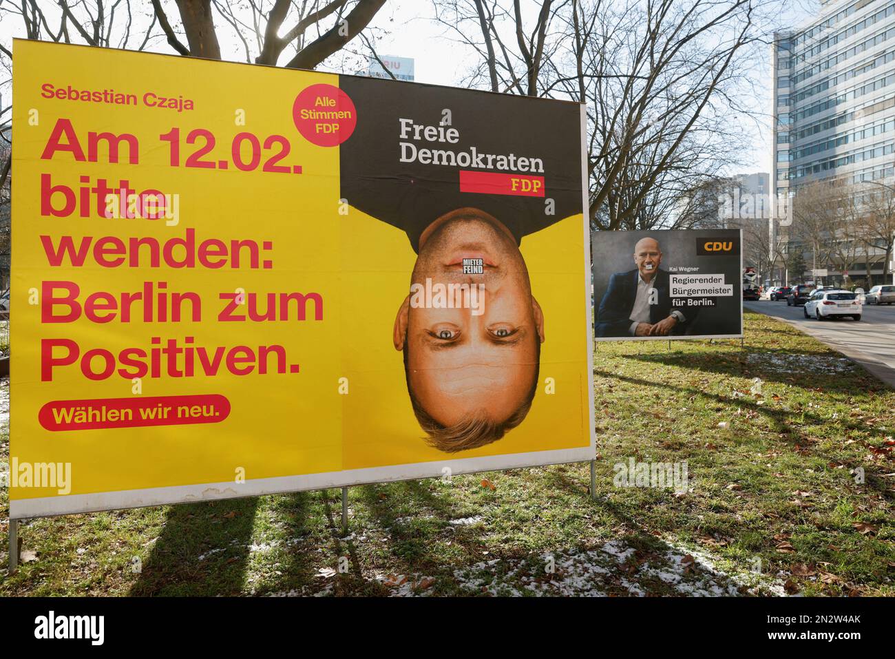 Election campaign billboards featuring candidates for the