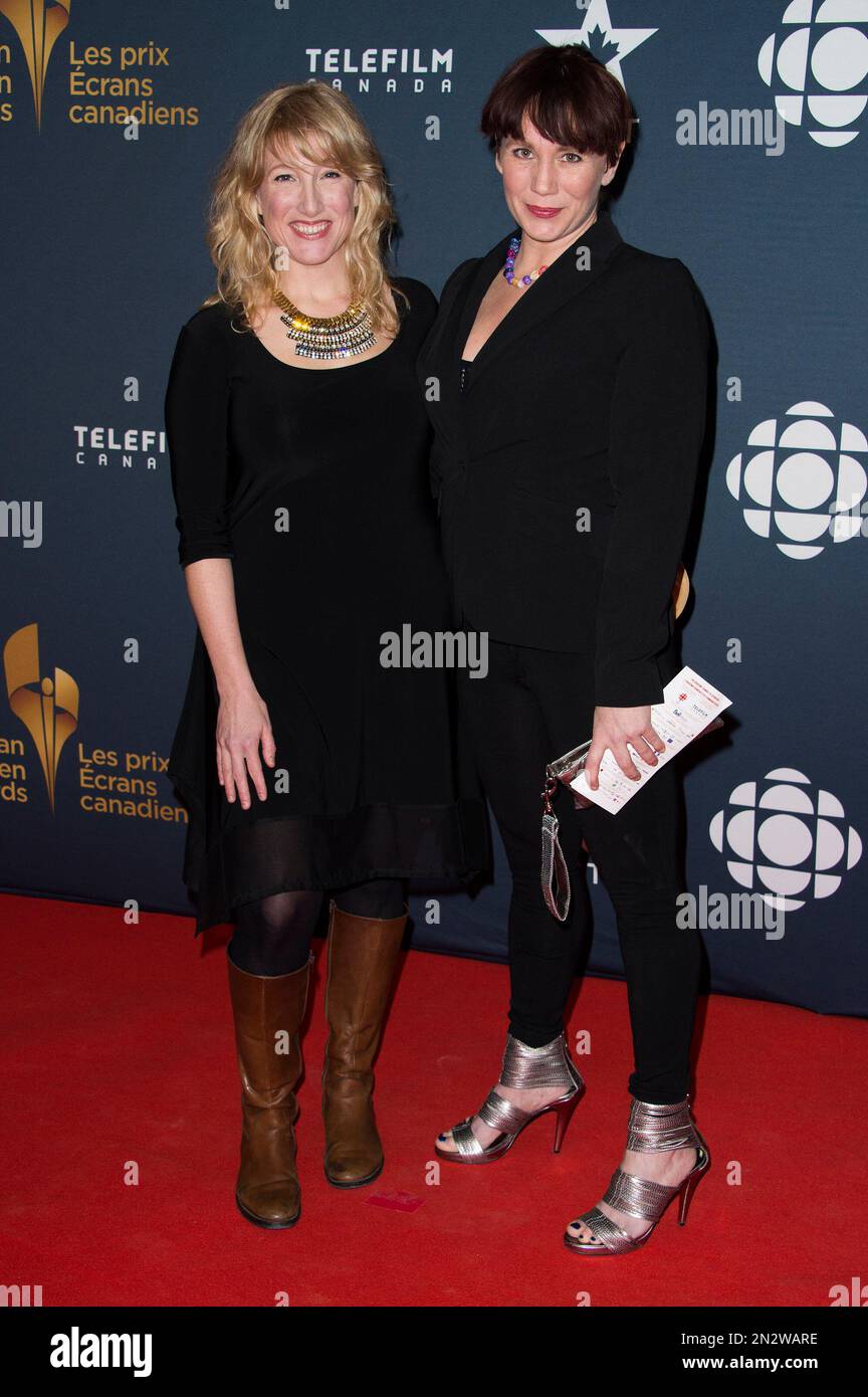 Jackie Torrens and Jennie Raymond arrive at the Canadian Screen Awards