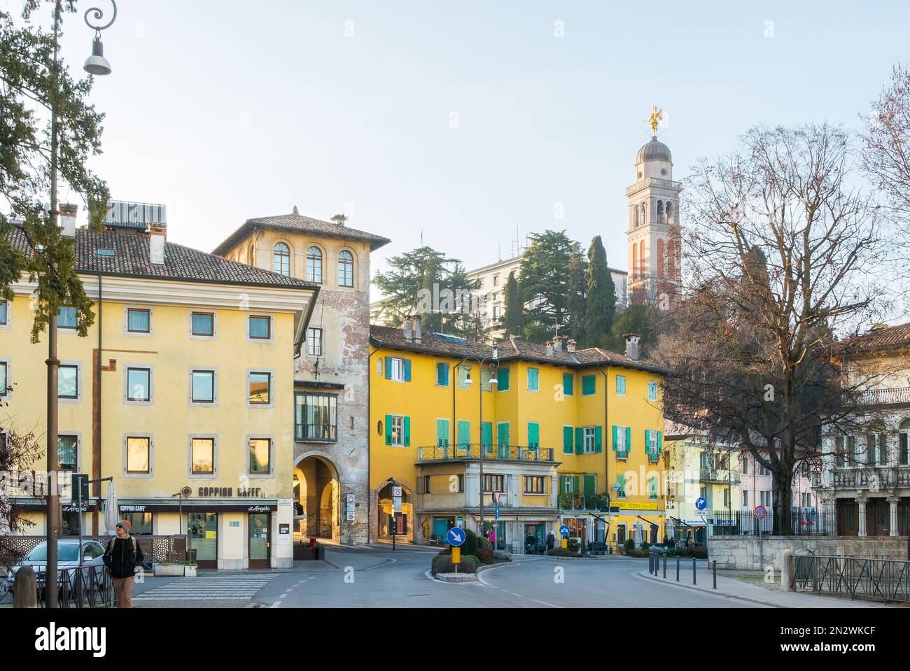 Udine, Italy (29th January 2023) - View towards the historical center of Udine from Piazza Patriarcato square Stock Photo