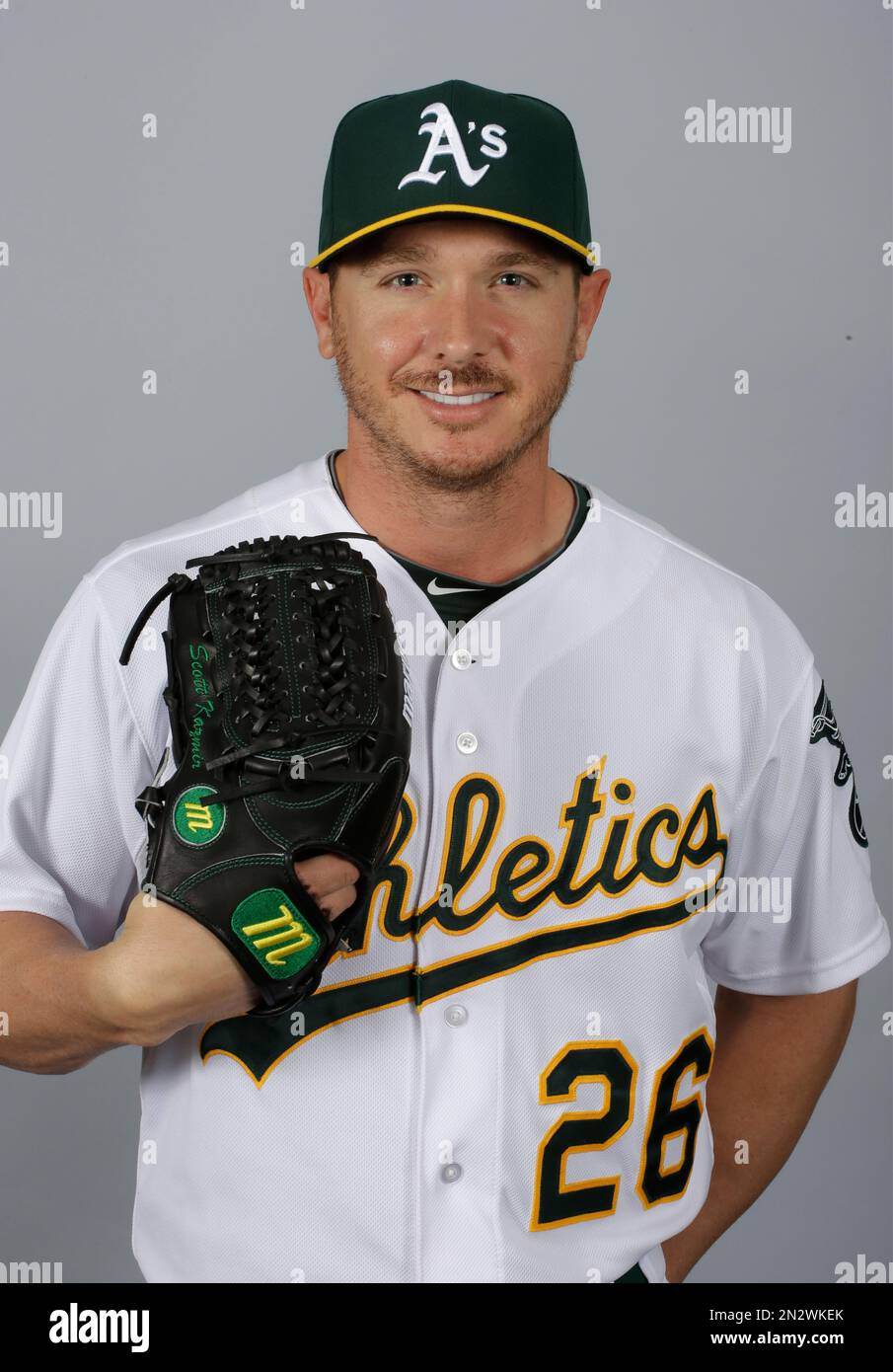 This is a 2015 photo of Oakland Athletics' Scott Kazmir of the Oakland  Athletics baseball team. This image reflects the Athletics active roster as  of Feb. 28, 2015, when this image was