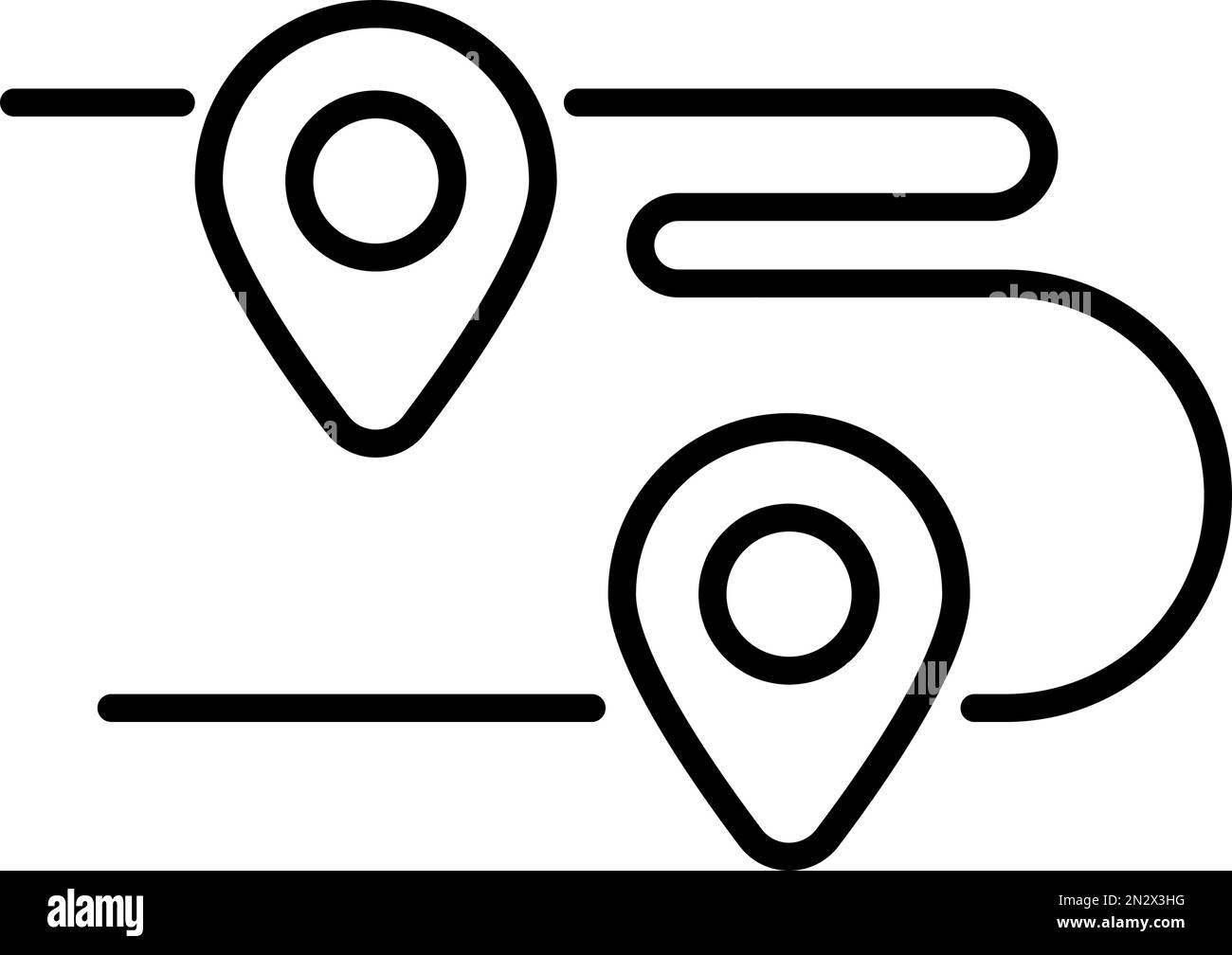 Simple map pins. Destination via icon. Editable vector. Stock Vector