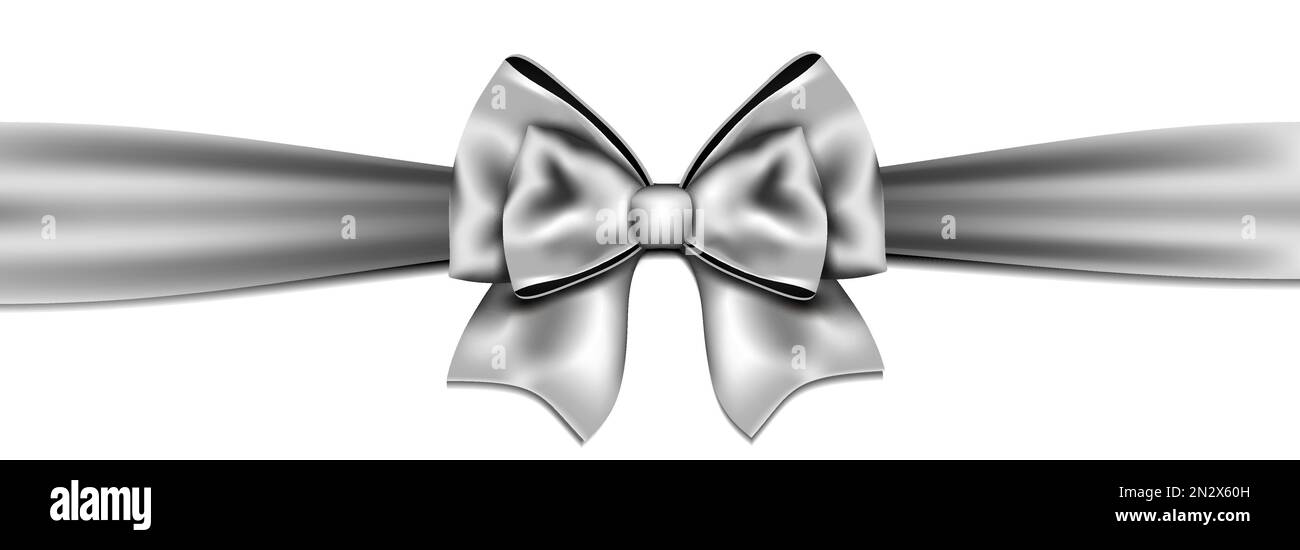 Silver bow on white background Stock Vector Image & Art - Alamy