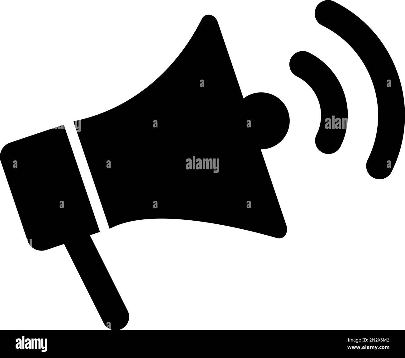 Megaphone and sound waves silhouette icon. Editable vector. Stock Vector
