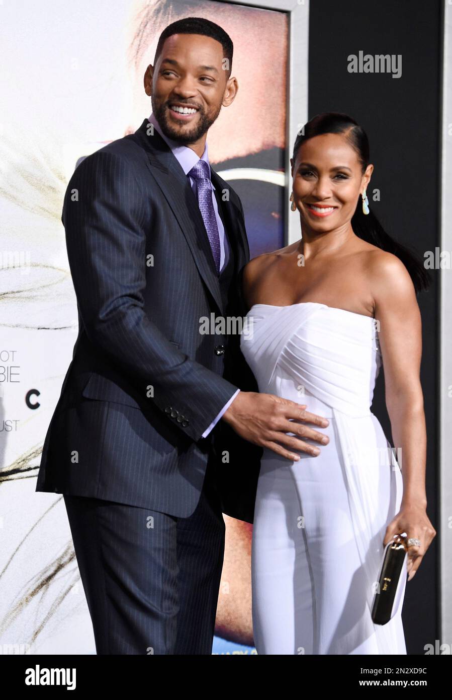 Will Smith, left, and Jada Pinkett Smith arrive at the world premiere ...