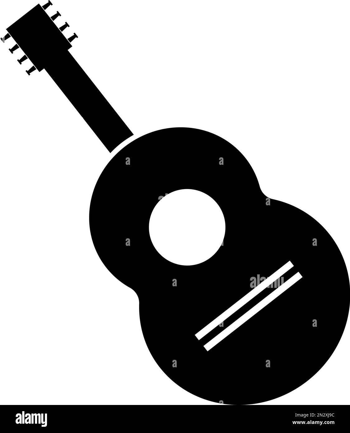 Acoustic guitar silhouette icon. Music. Editable vector. Stock Vector