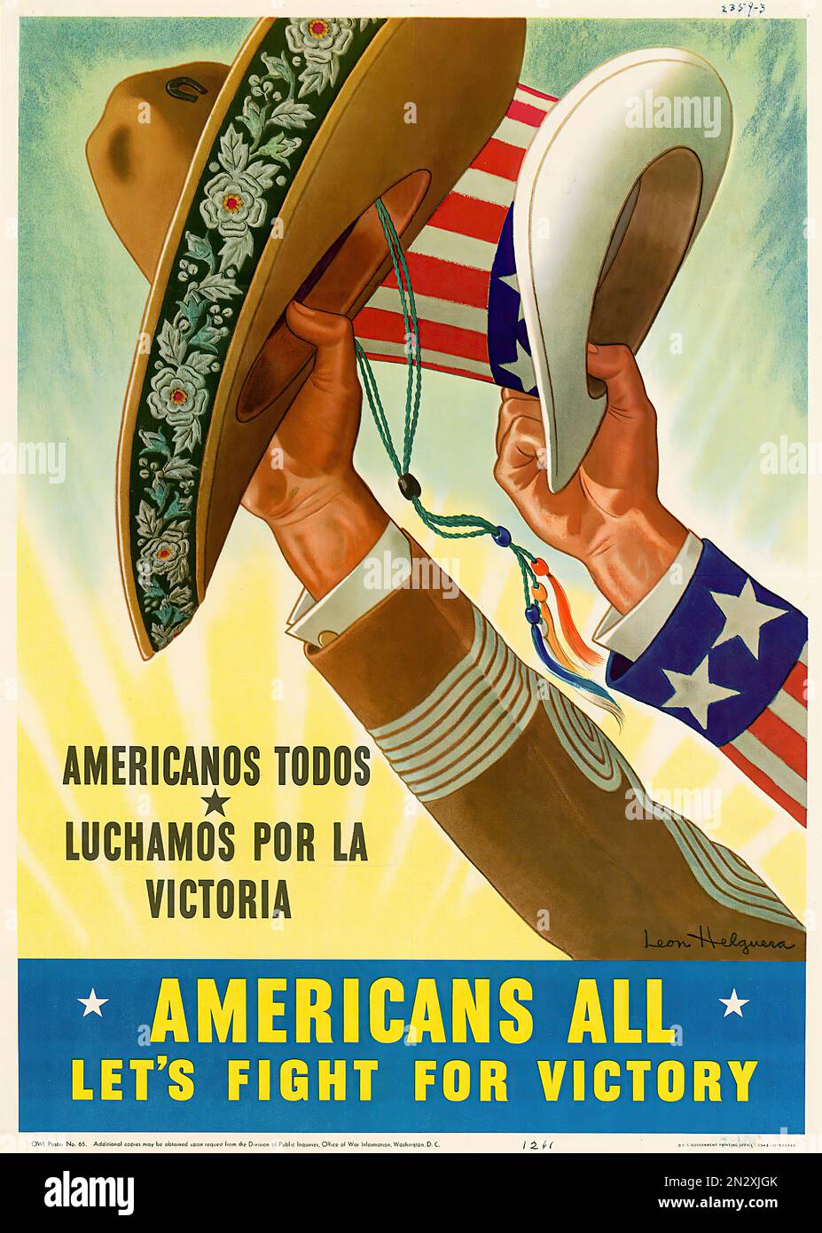 1943   Americanos Todos - World War II - U.S propaganda Poster Stock Photo