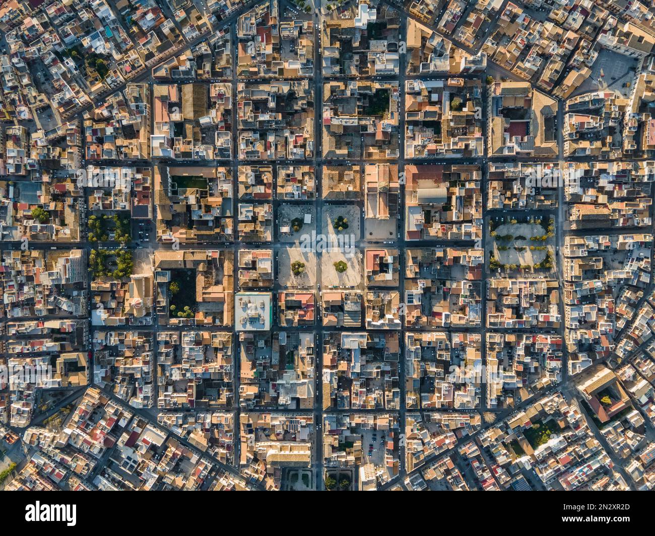 Aerial view of Avola main square, a small town in Syracure, Sicily