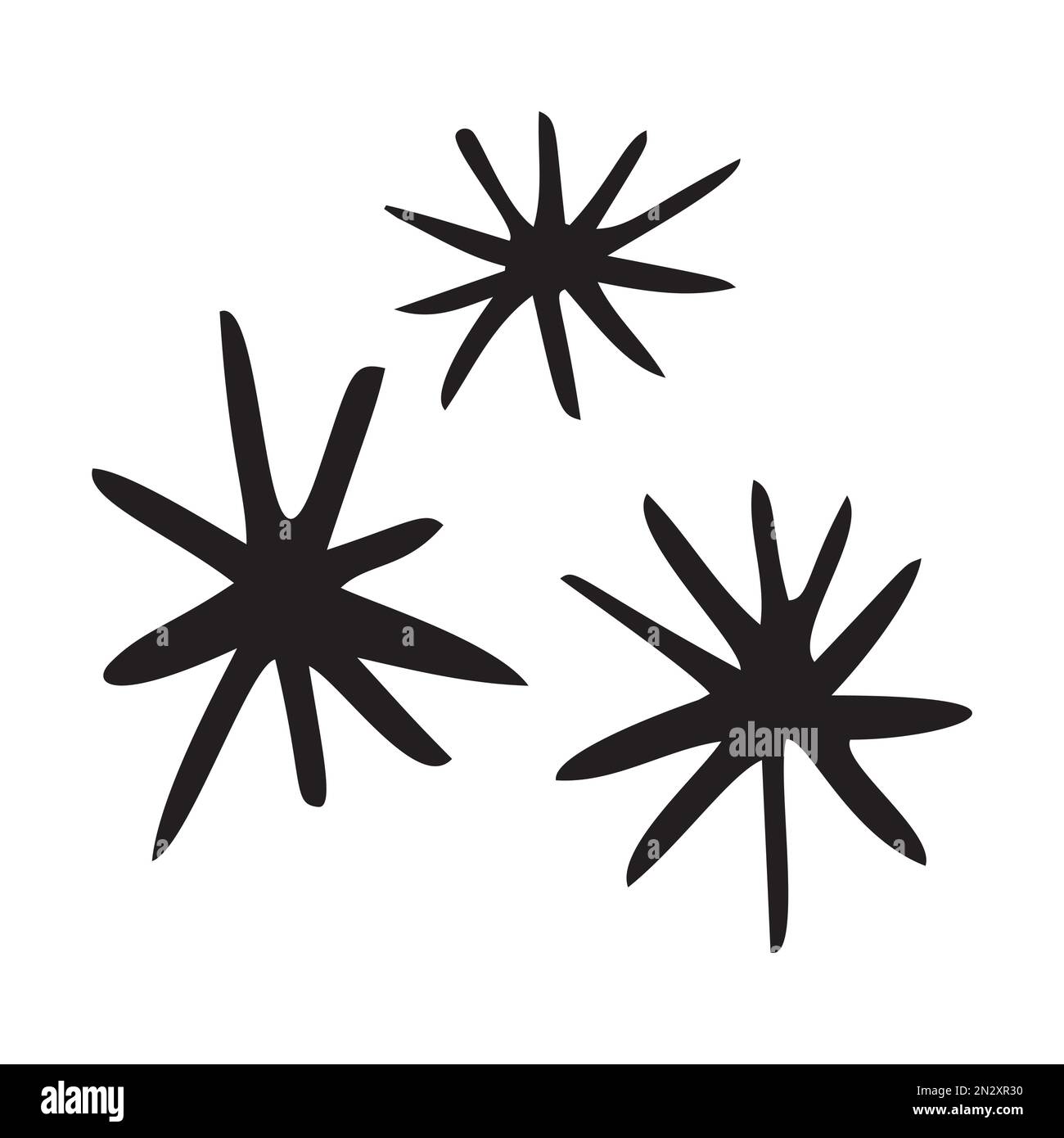 Simple starry sky motif vector set. Collection of nighttime icons for