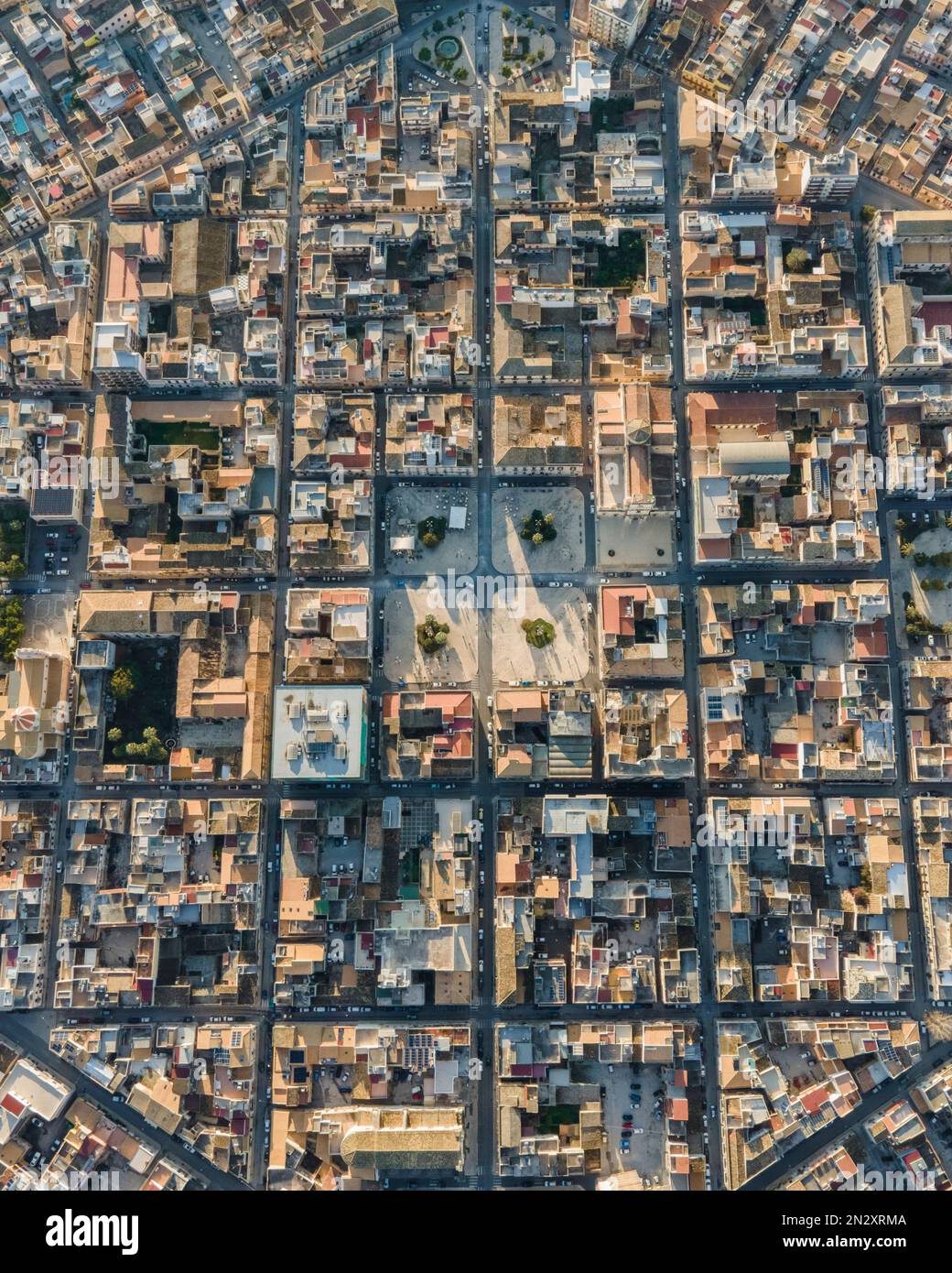Aerial view of Avola main square, a small town in Syracure, Sicily
