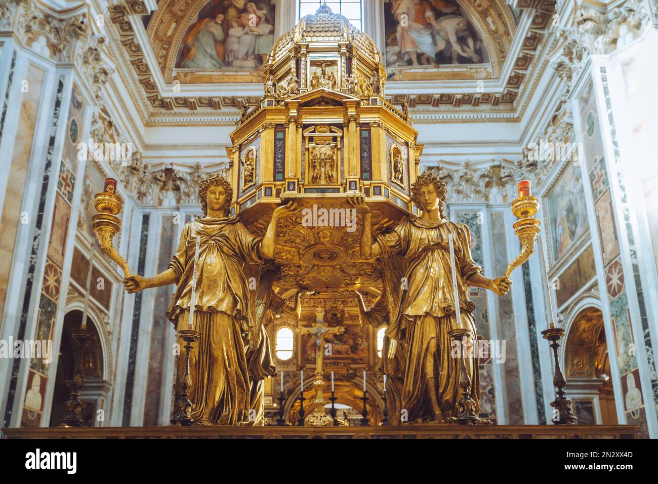 Statue Christ Angels Basilica Papale di Santa Maria Maggiore Interior Stock Photo