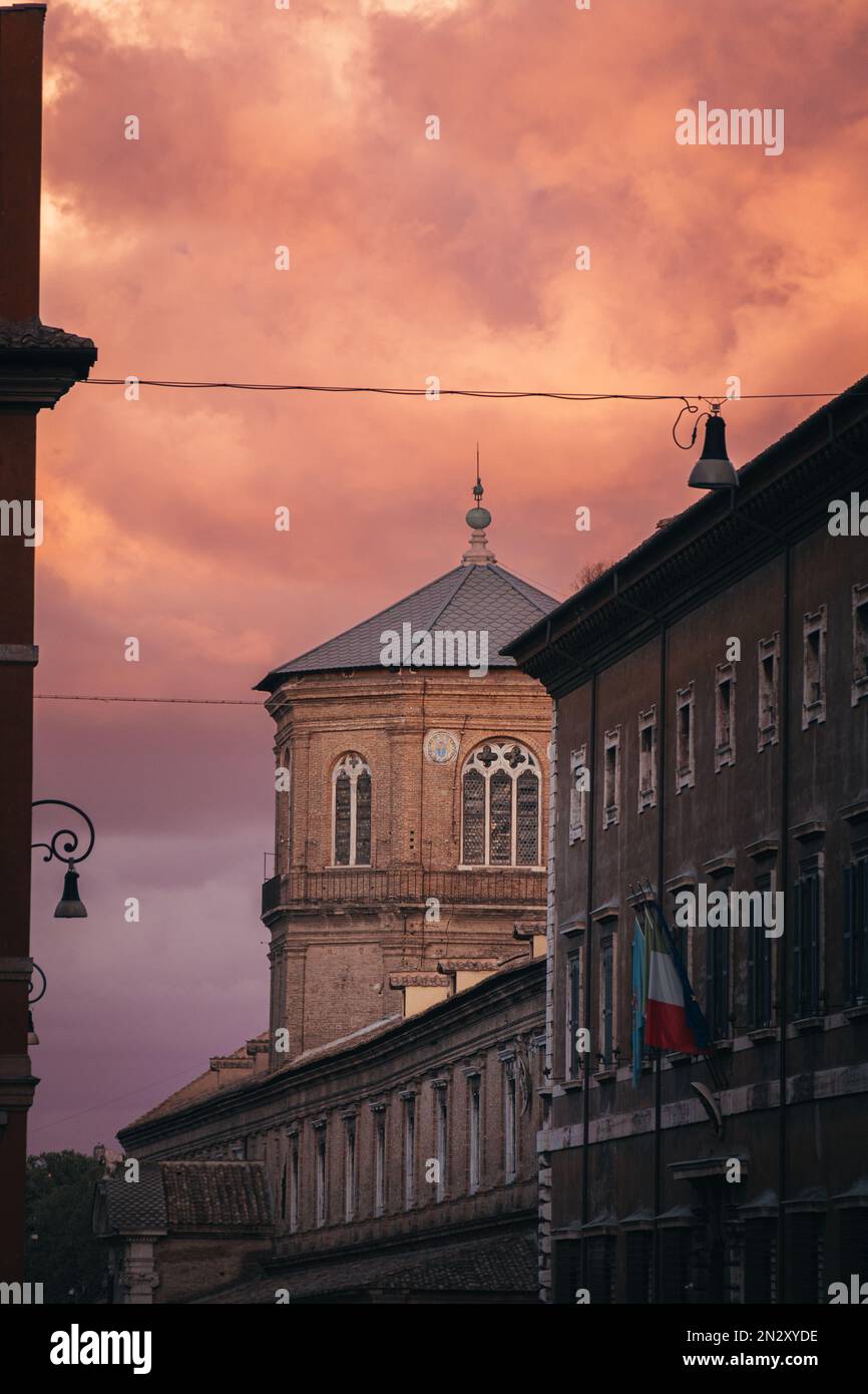 Amazing Sunset at Rome Skyline Duomos Stock Photo