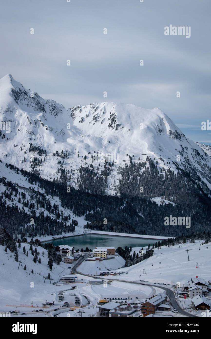 Ski in winter season in the Alpine mountains, Tirol, Austria Stock Photo