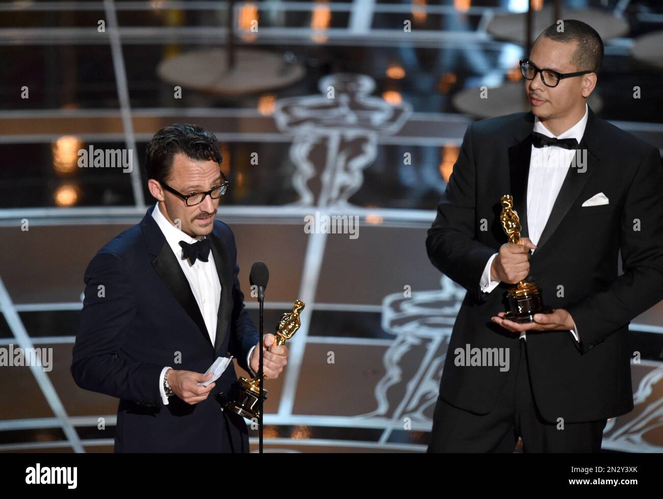 Mat Kirkby, left, and James Lucas accept the award for best live action(02)