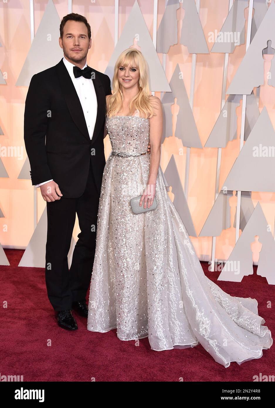 Chris Pratt, left, and Anna Faris arrive at the Oscars on Sunday, Feb(00)