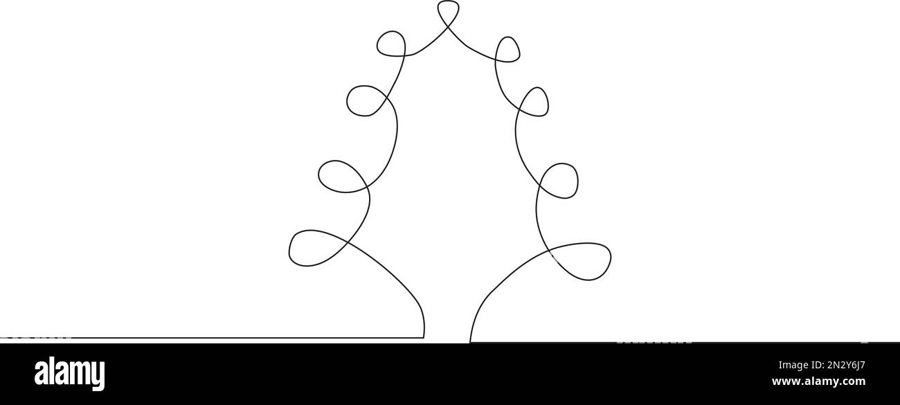 Christmas tree - one line drawing. Continuous line. Hand-drawn ...