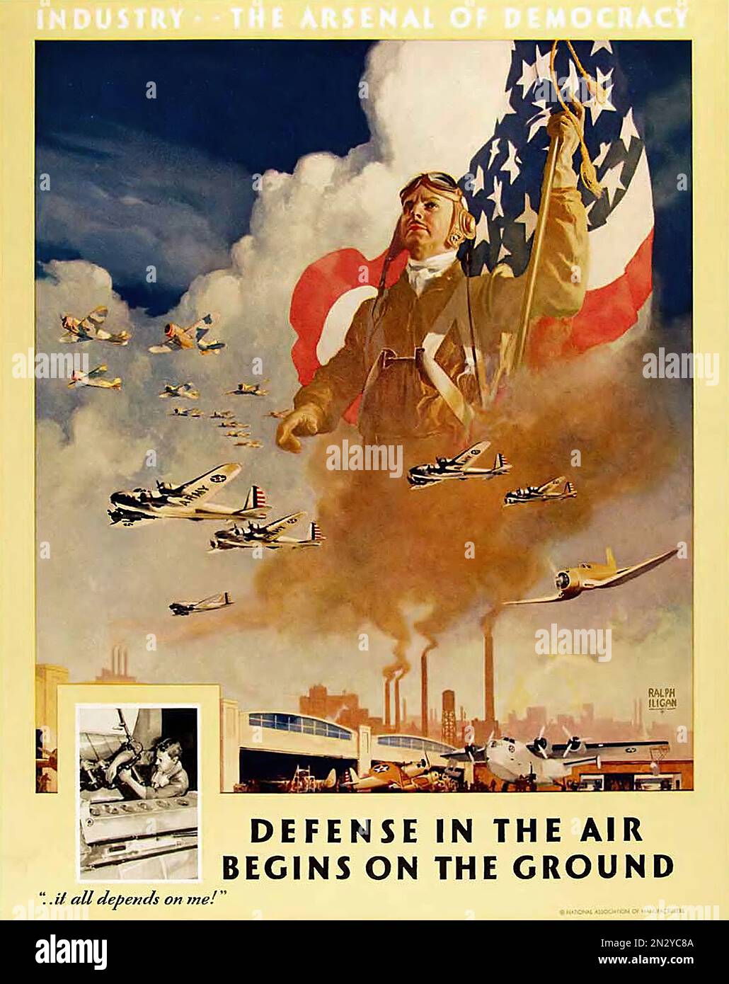 1941-Defense in the Air - World War II - U.S propaganda Poster Stock ...