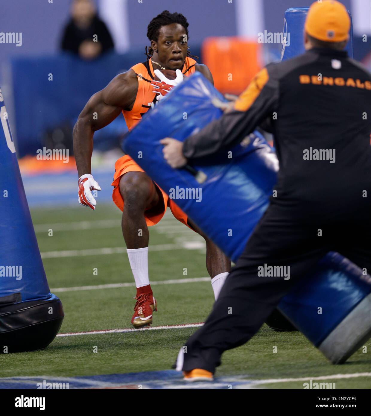 Wisconsin running back Melvin Gordon runs a drill at the NFL football