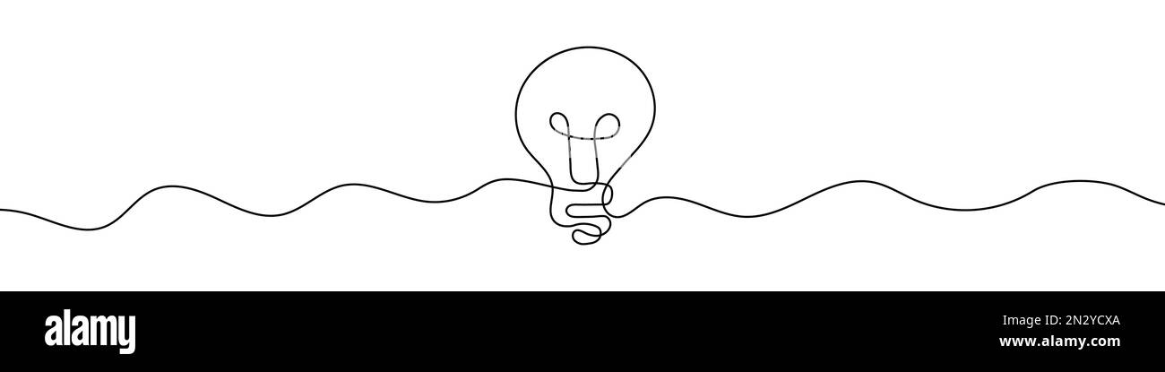 Continuous linear drawing of light bulb icon. One line drawing ...