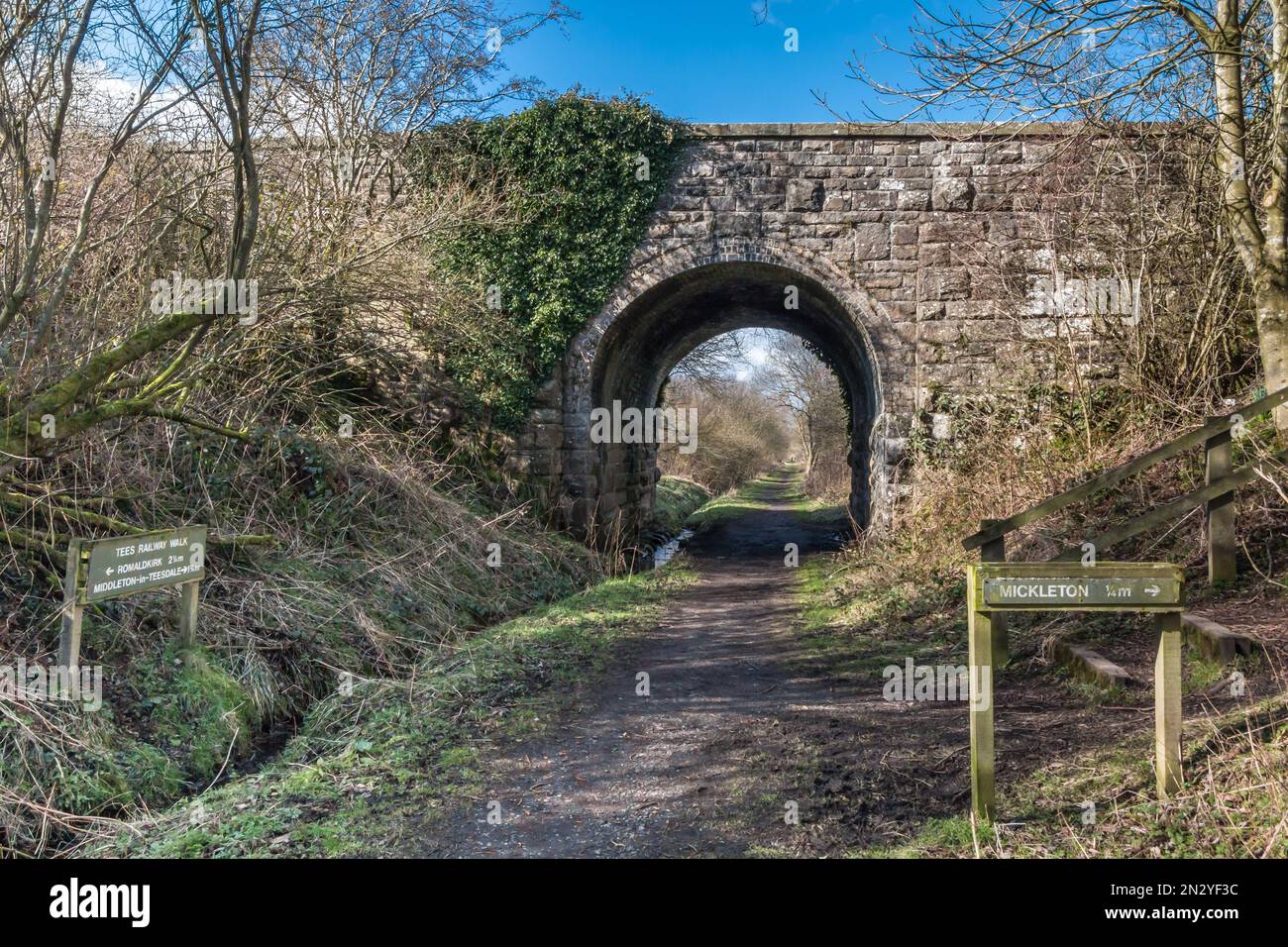 The track bed of the old Tees Valley Railway. Opened in 1868, originally to serve the quarries in Middleton in Teesdale. Stock Photo