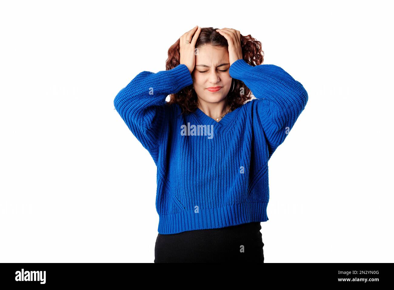 Hands on temples hi-res stock photography and images - Alamy