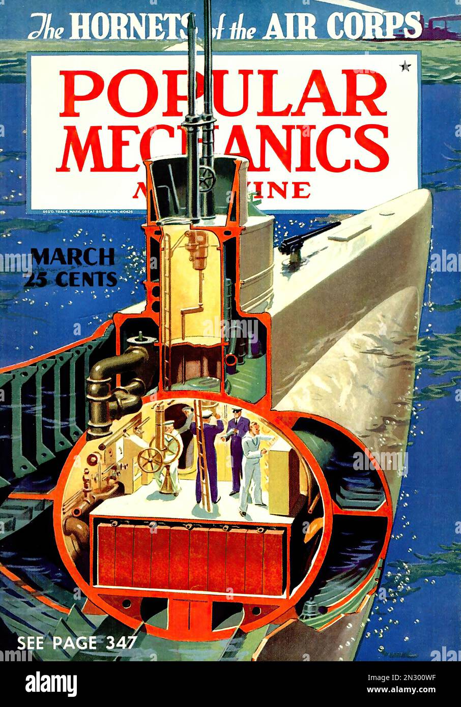 Popular Mechanics 1940 submarine American magazine cover during