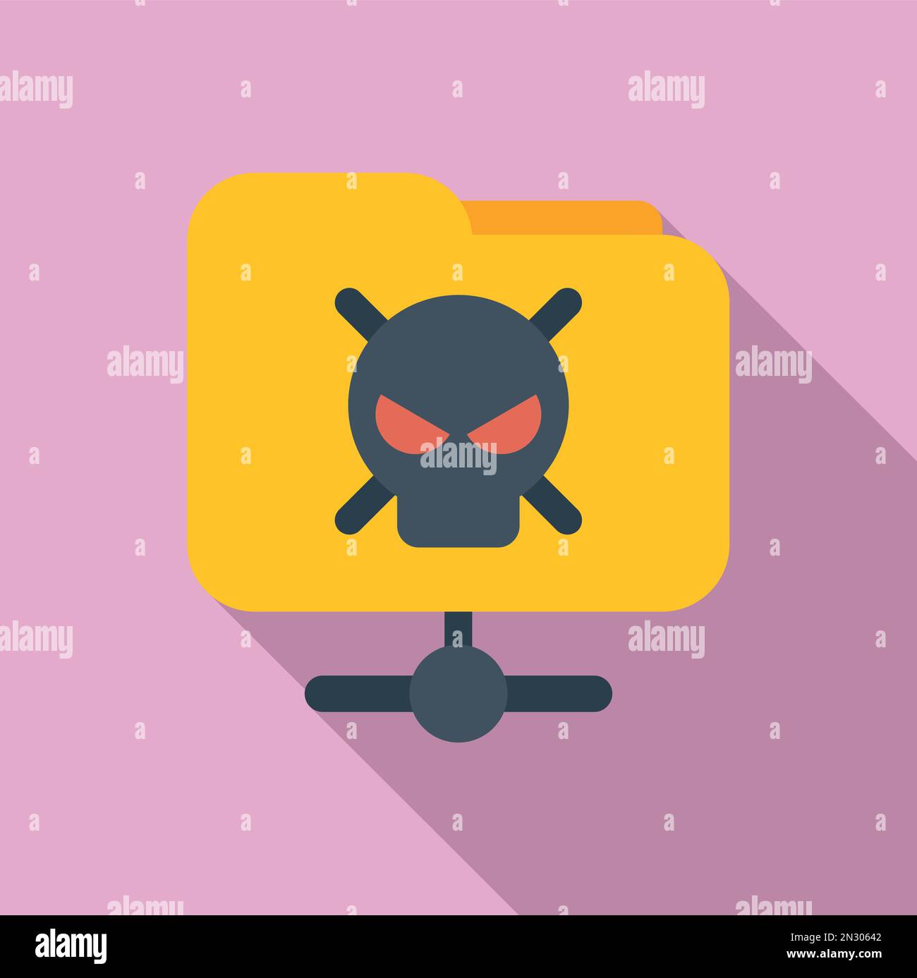 Malware icon flat vector. Virus error. Laptop threat Stock Vector