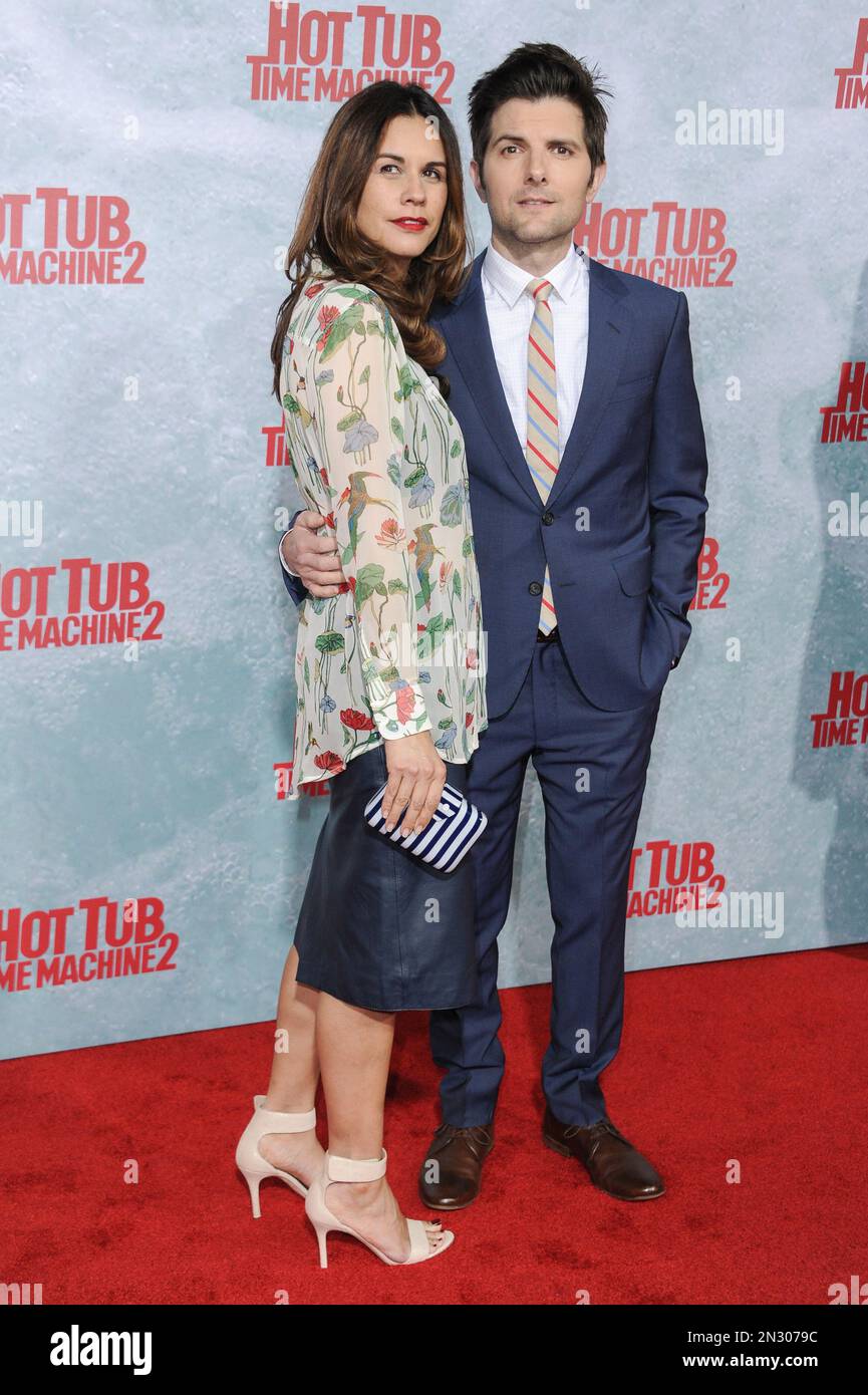 Adam Scott Right And Naomi Scott Arrive At The La Premiere Of Hot Tub Time Machine 2 Held At 