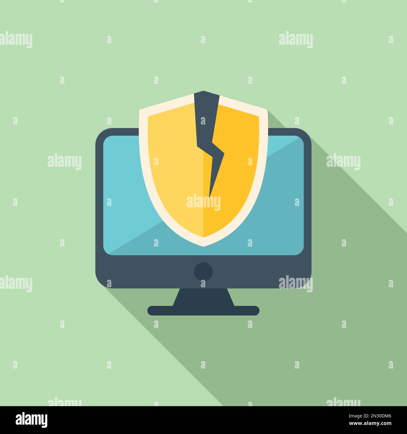 Computer error icon flat vector. Security threat. Alert scam Stock ...