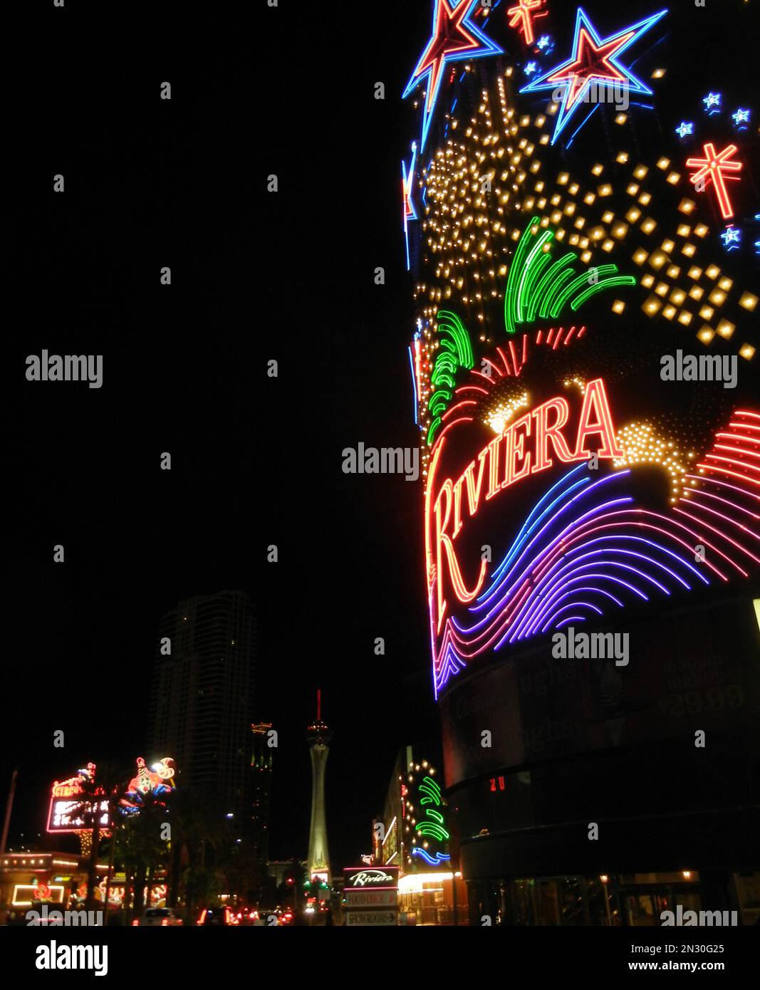 This Feb. 16, 2015 photo shows the Riviera Hotel and Casino on the Las Vegas  Strip. Owners of the hotel which opened in 1955 have agreed to sell the  property to the
